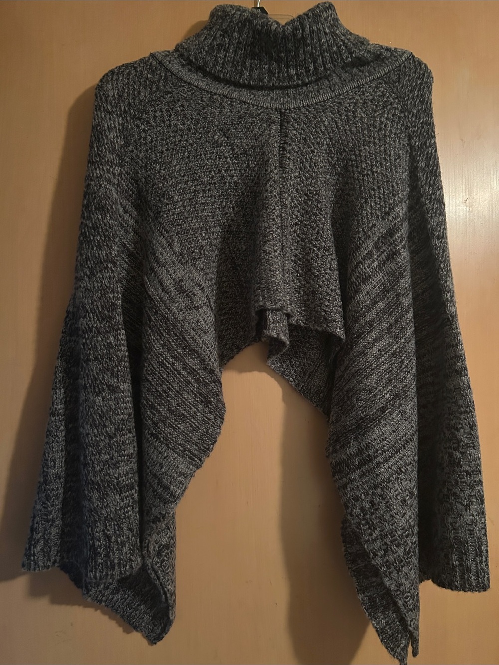 Apt. 9 Charcoal Gray Turtleneck Asymmetric Poncho Sweater